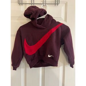 Nike Maroon Red Kids Hoodie Swoosh 4-5T Boys Oversized